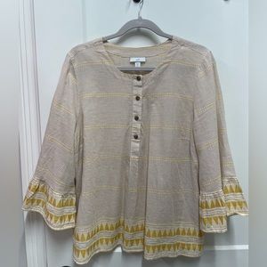 J. Jill Cream Yellow Print Bell Sleeve Organic Cotton Top
PREOWNED/USED